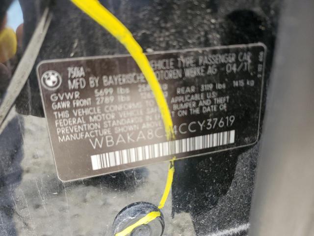 2012 BMW 750 I VIN: WBAKA8C54CCY37619 Lot: 53481584