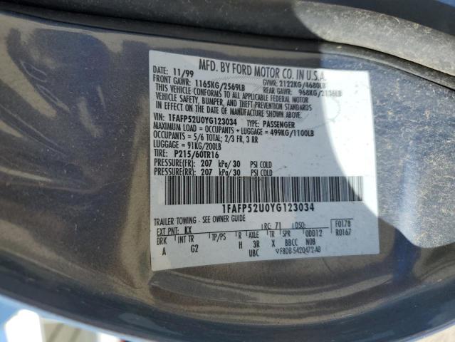 2000 Ford Taurus Lx VIN: 1FAFP52U0YG123034 Lot: 54300244