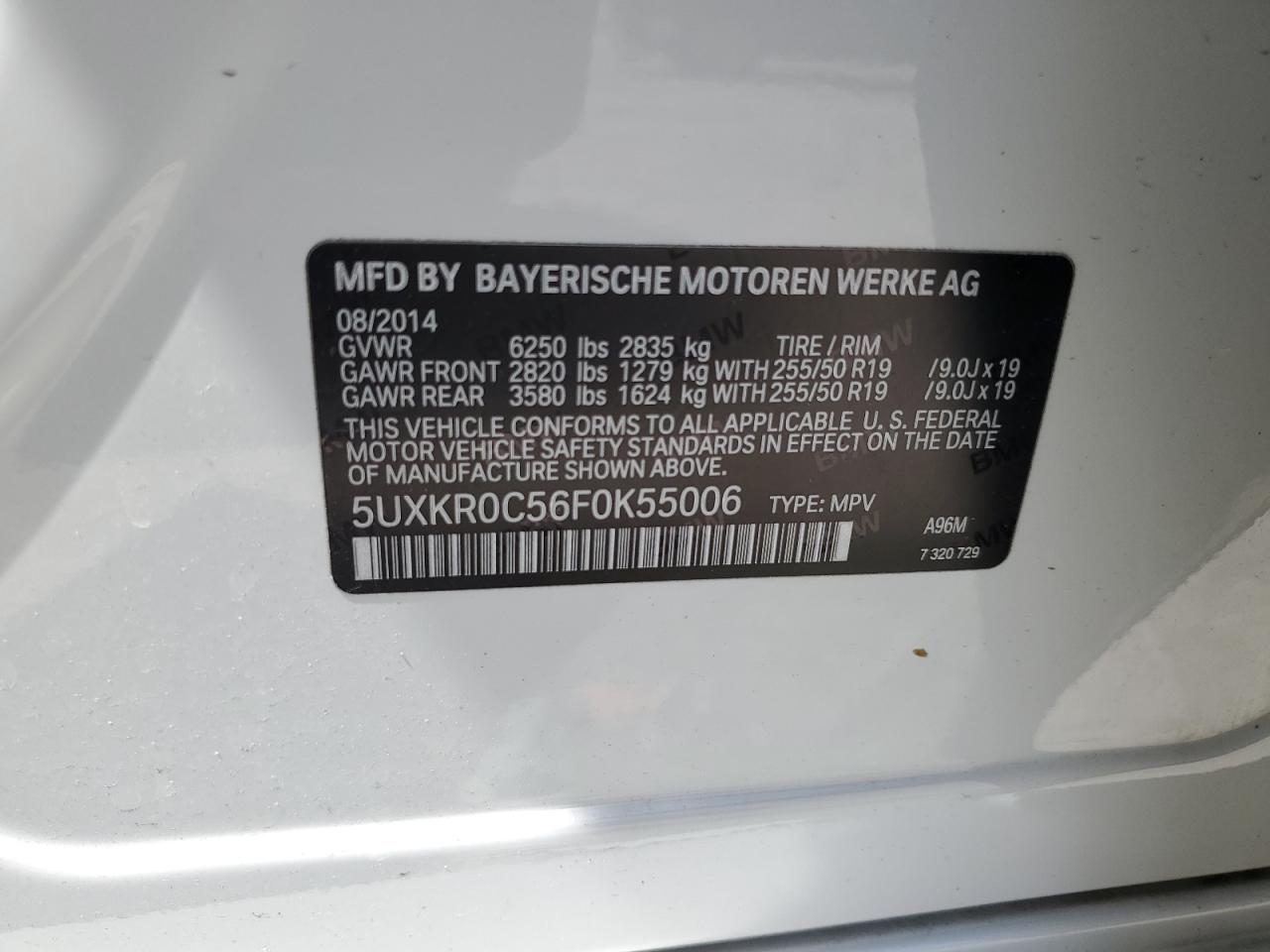 5UXKR0C56F0K55006 2015 BMW X5 xDrive35I