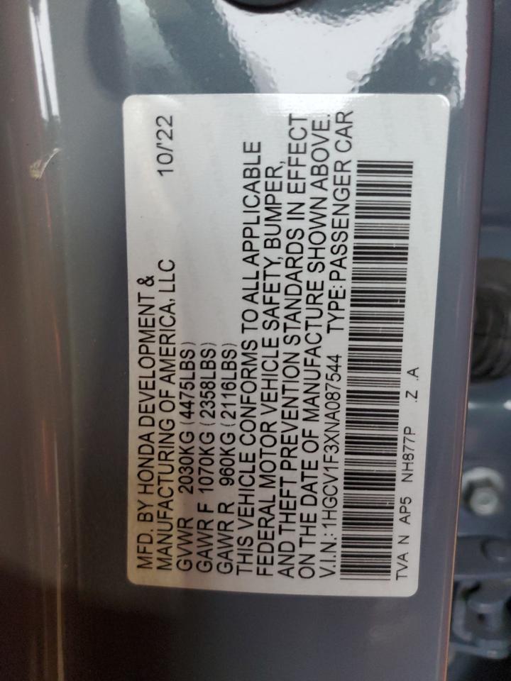 1HGCV1F3XNA087544 2022 Honda Accord Sport