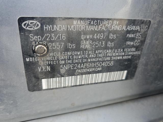 2017 Hyundai Sonata Se VIN: 5NPE24AF6HH504058 Lot: 53971154