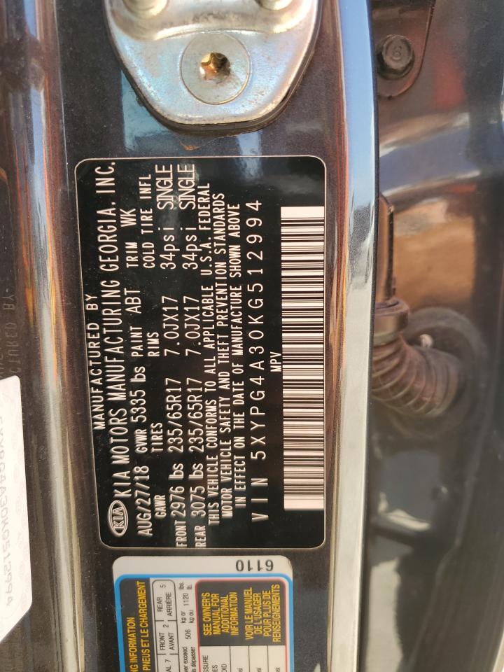 5XYPG4A30KG512994 2019 Kia Sorento L