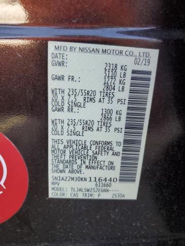 2019 Nissan Murano S VIN: 5N1AZ2MJ0KN116440 Lot: 56952254