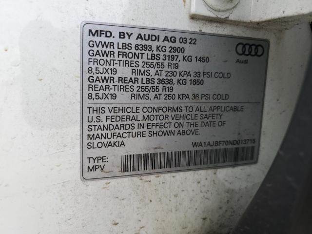 VIN WA1AJBF70ND013715 2022 Audi Q7, Premium no.14