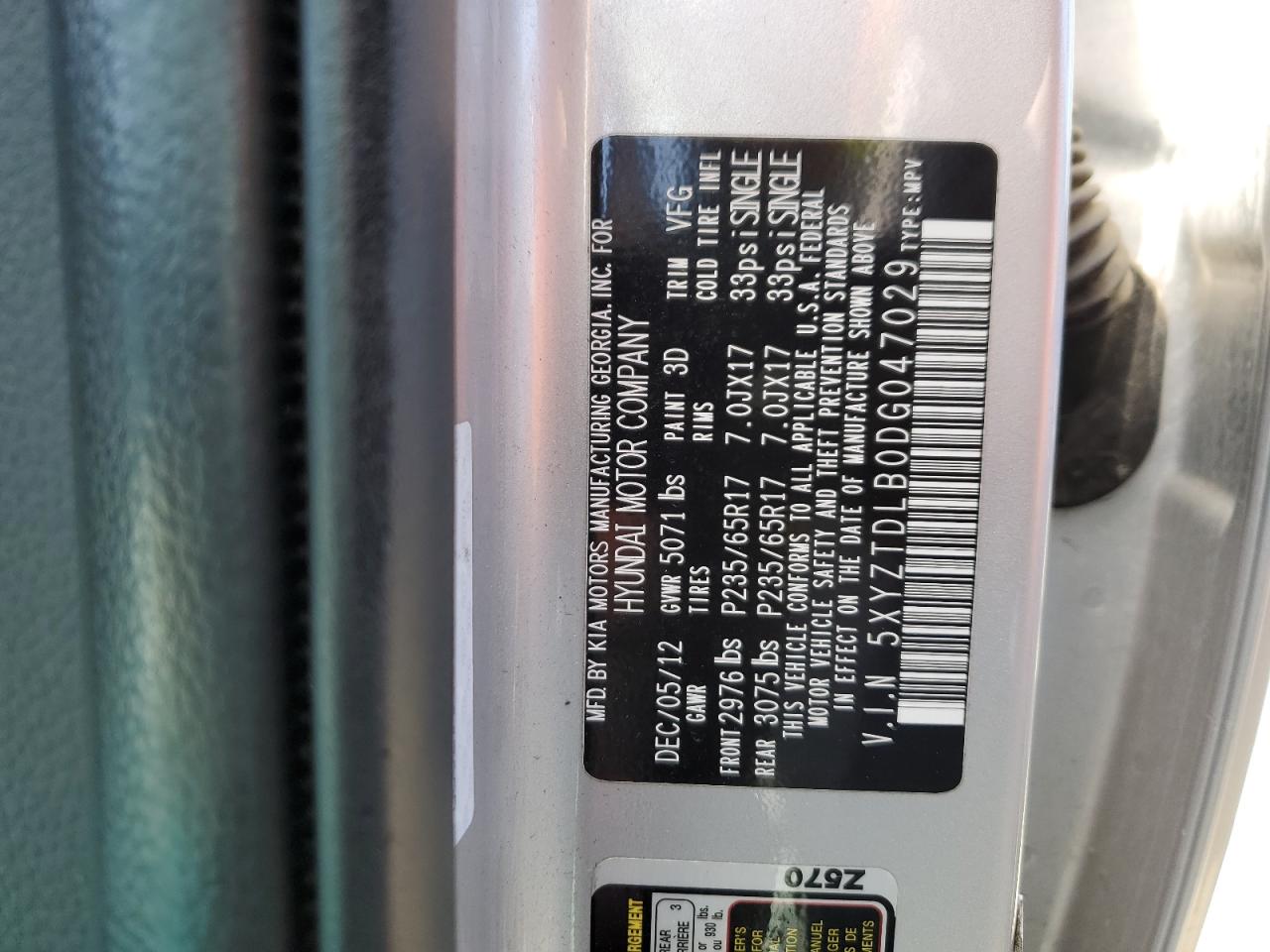 5XYZTDLB0DG047029 2013 Hyundai Santa Fe Sport