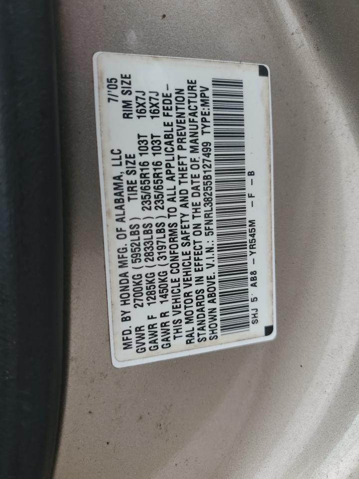 5FNRL38255B127499 2005 Honda Odyssey Lx