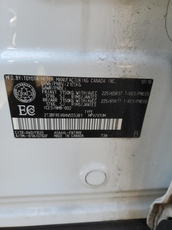 2T3BFREV6HW555381 2017 Toyota Rav4 Le