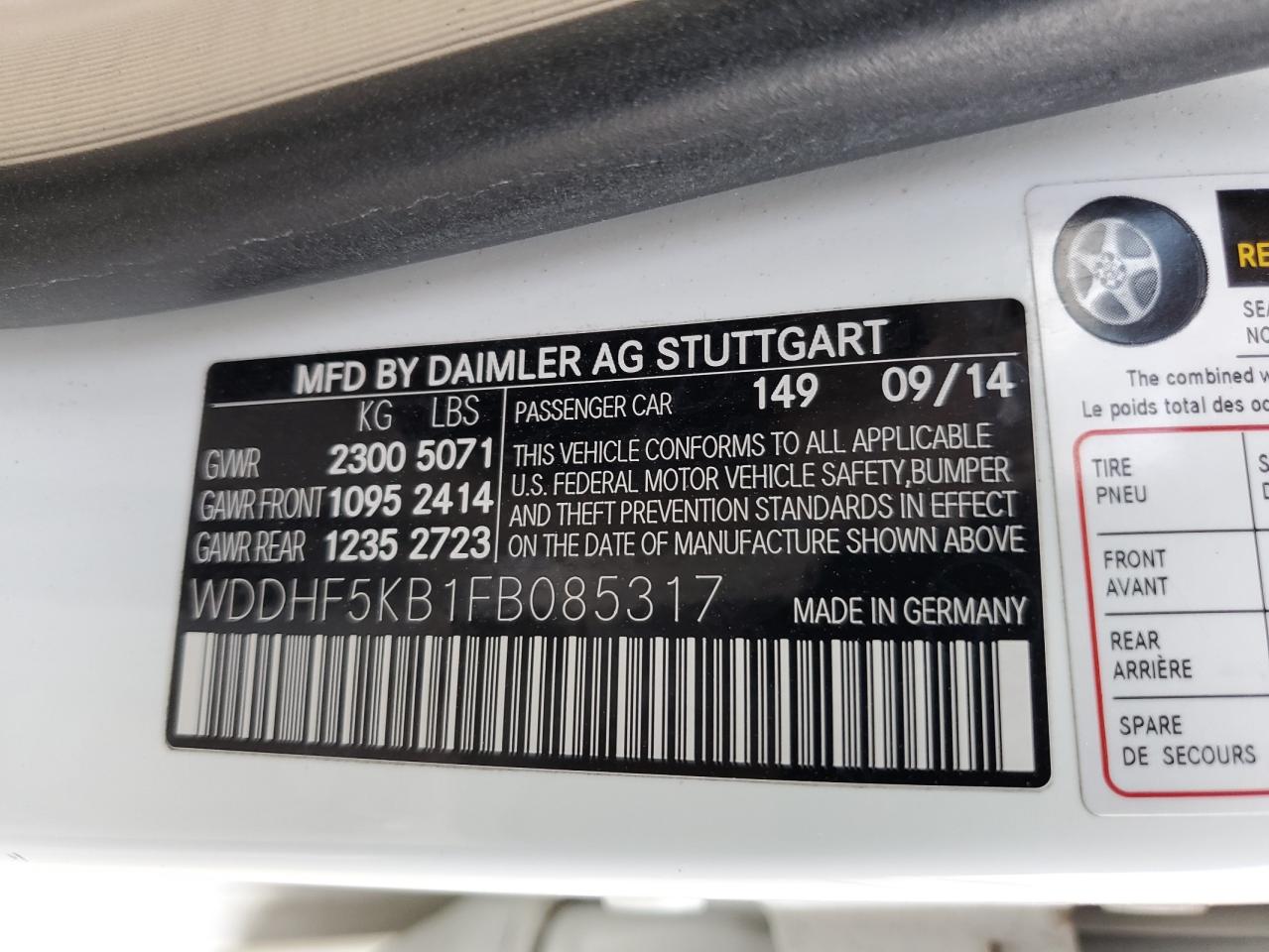 WDDHF5KB1FB085317 2015 Mercedes-Benz E 350