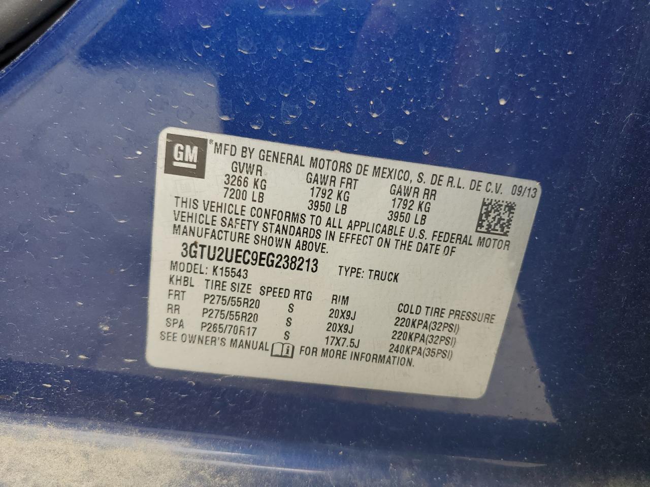 3GTU2UEC9EG238213 2014 GMC Sierra K1500 Sle