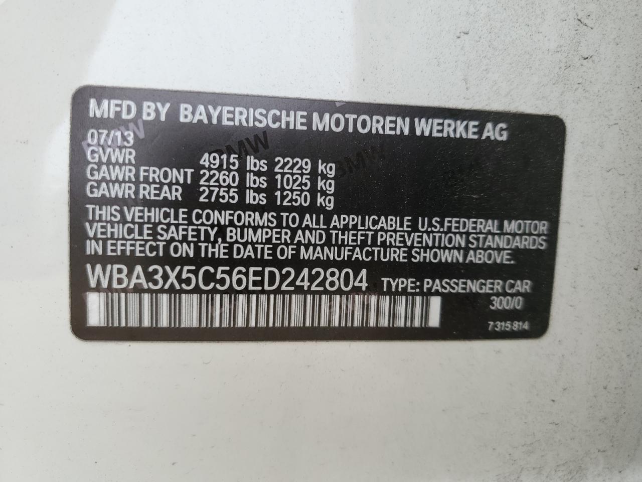 WBA3X5C56ED242804 2014 BMW 328 Xigt