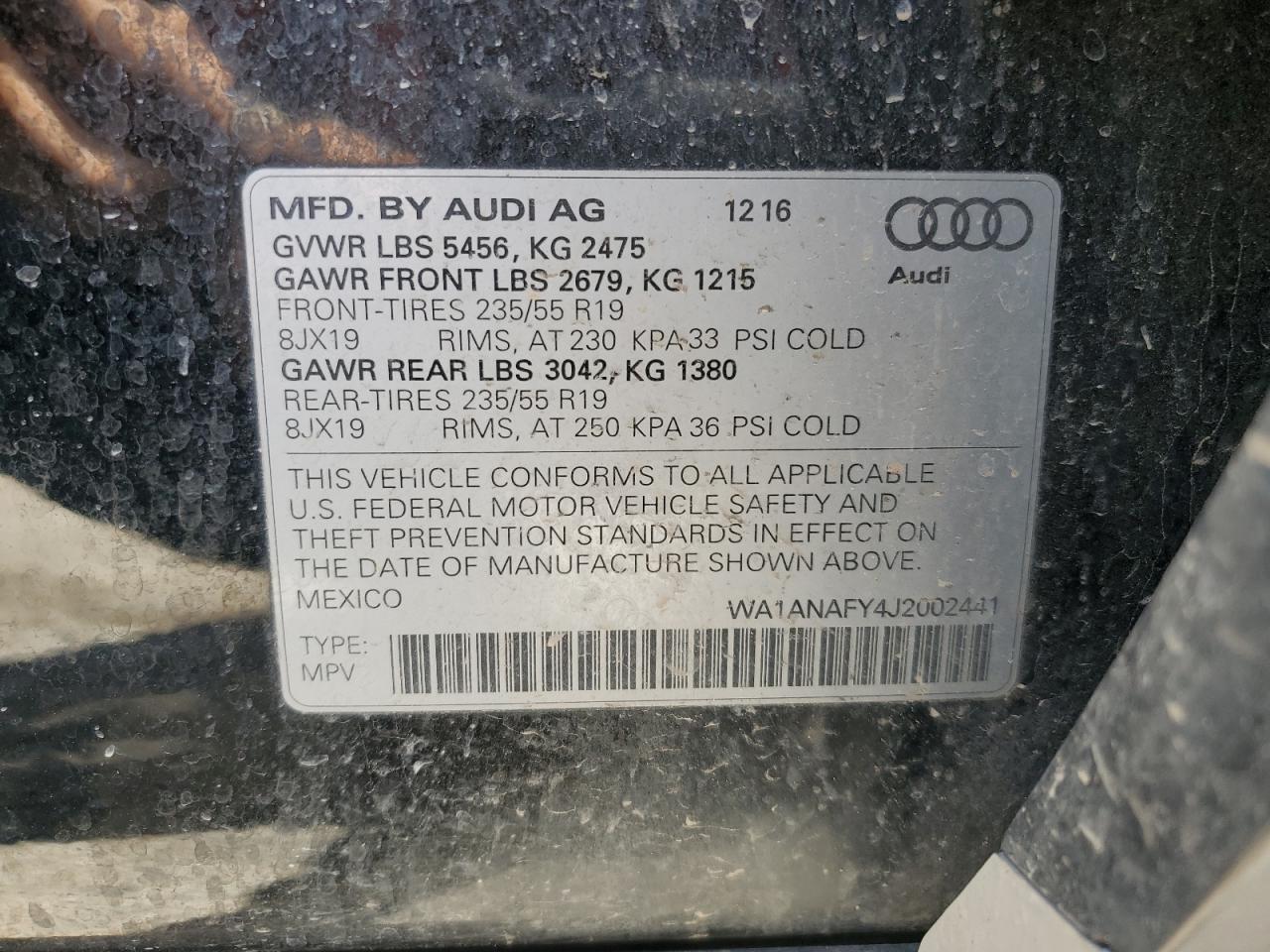 WA1ANAFY4J2002441 2018 Audi Q5 Premium