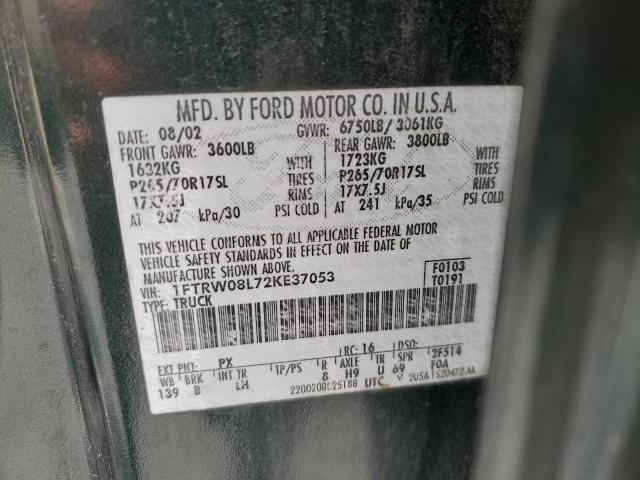 2002 Ford F150 Supercrew VIN: 1FTRW08L72KE37053 Lot: 52836934