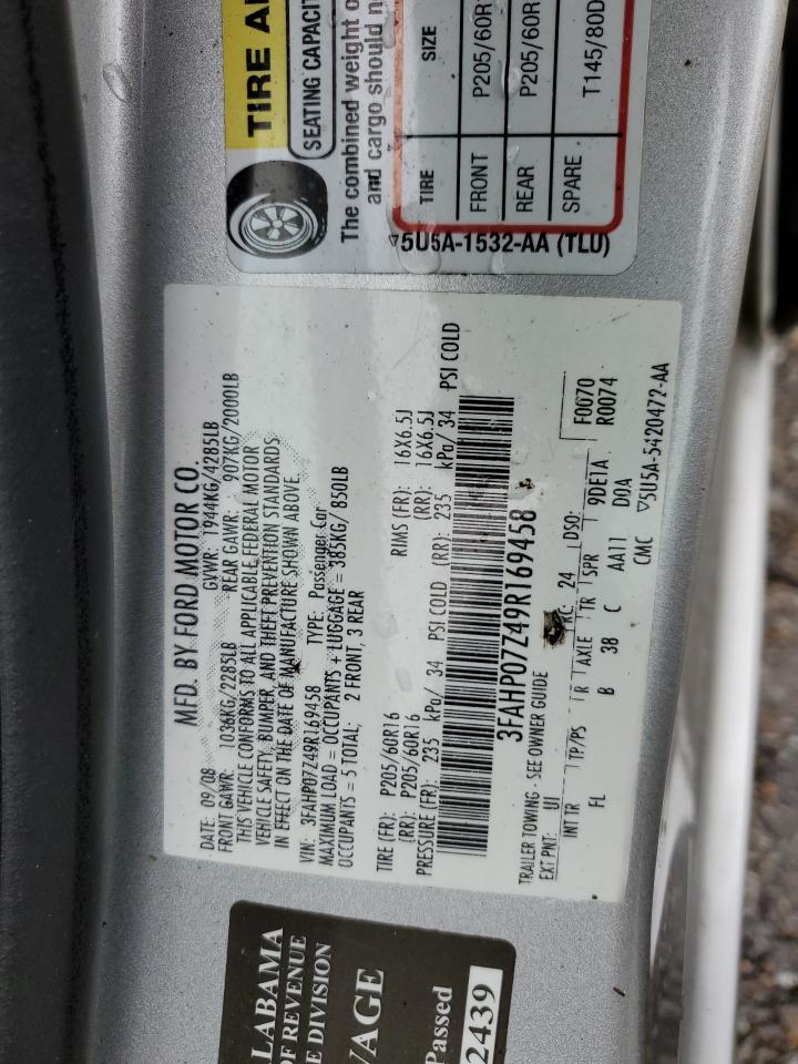 3FAHP07Z49R169458 2009 Ford Fusion Se
