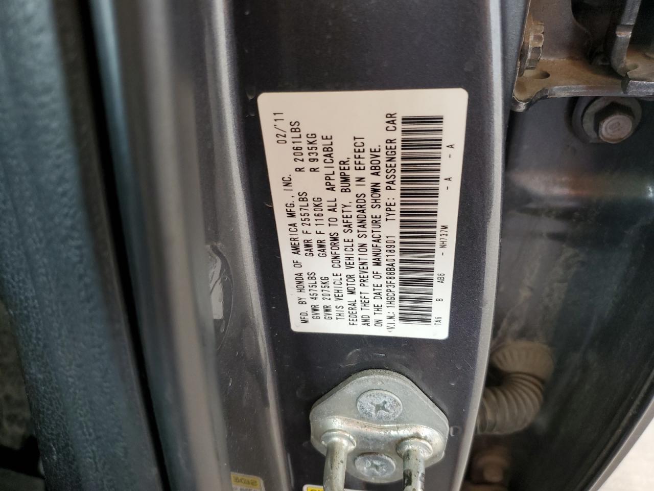 1HGCP3F88BA018901 2011 Honda Accord Exl