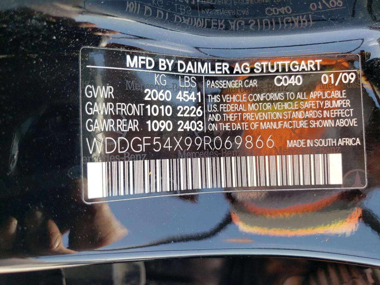 WDDGF54X99R069866 2009 Mercedes-Benz C 300