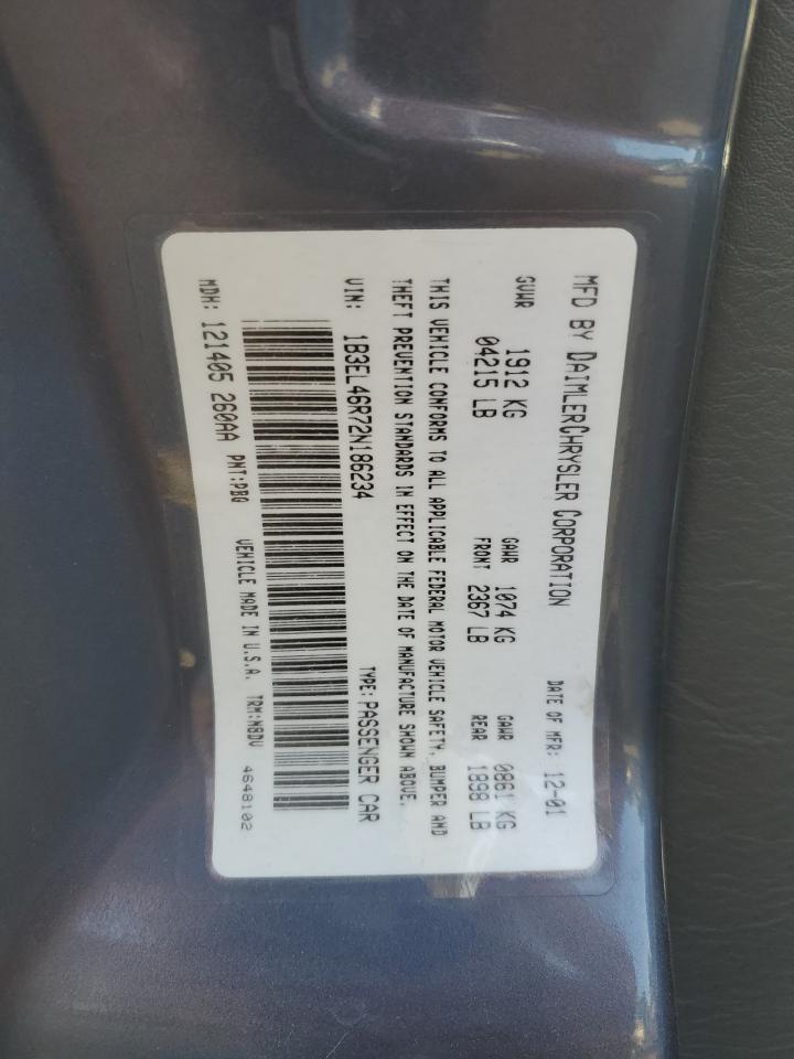 1B3EL46R72N186234 2002 Dodge Stratus Se Plus