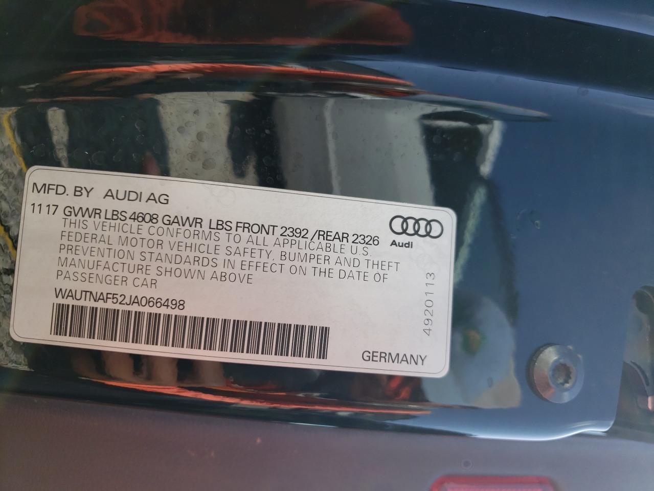 WAUTNAF52JA066498 2018 Audi A5 Premium Plus S-Line