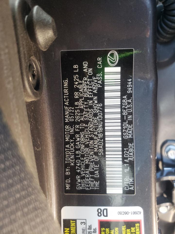 58ADZ1B18NU130776 2022 Lexus Es 350 Base