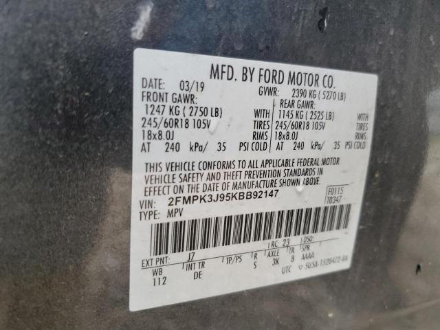 2019 FORD EDGE SEL - 2FMPK3J95KBB92147