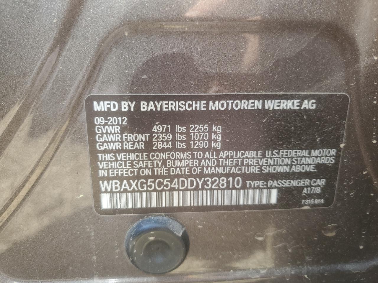 WBAXG5C54DDY32810 2013 BMW 528 I