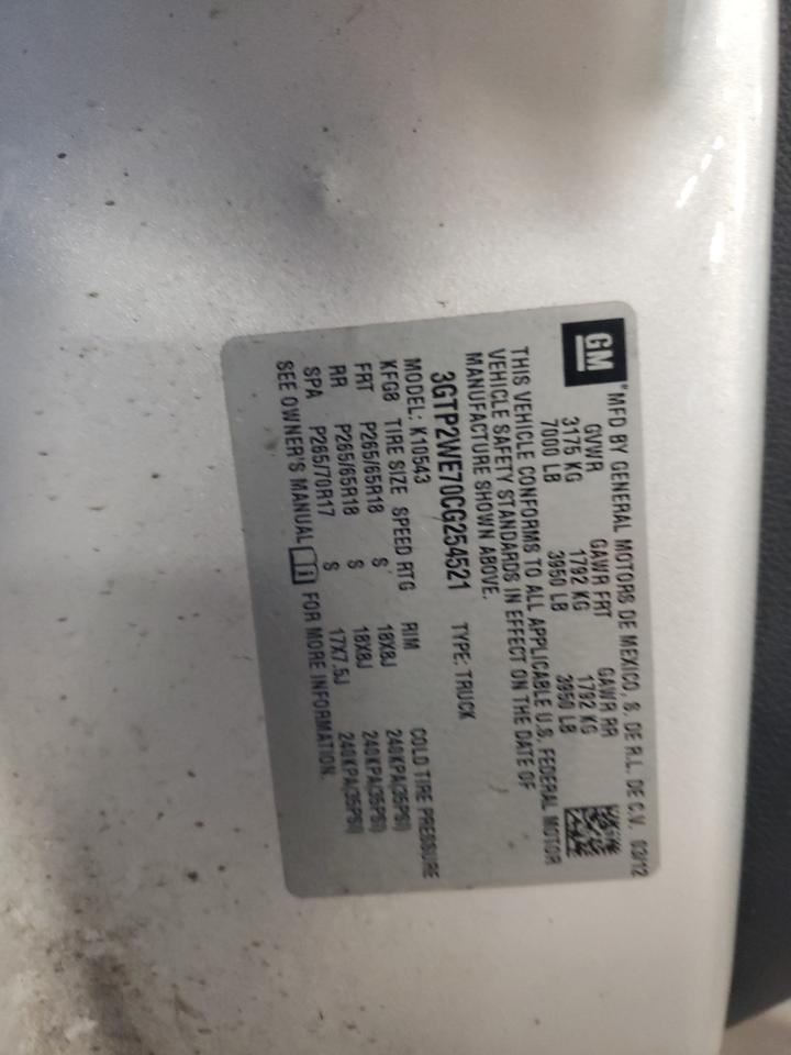 3GTP2WE70CG254521 2012 GMC Sierra K1500 Slt