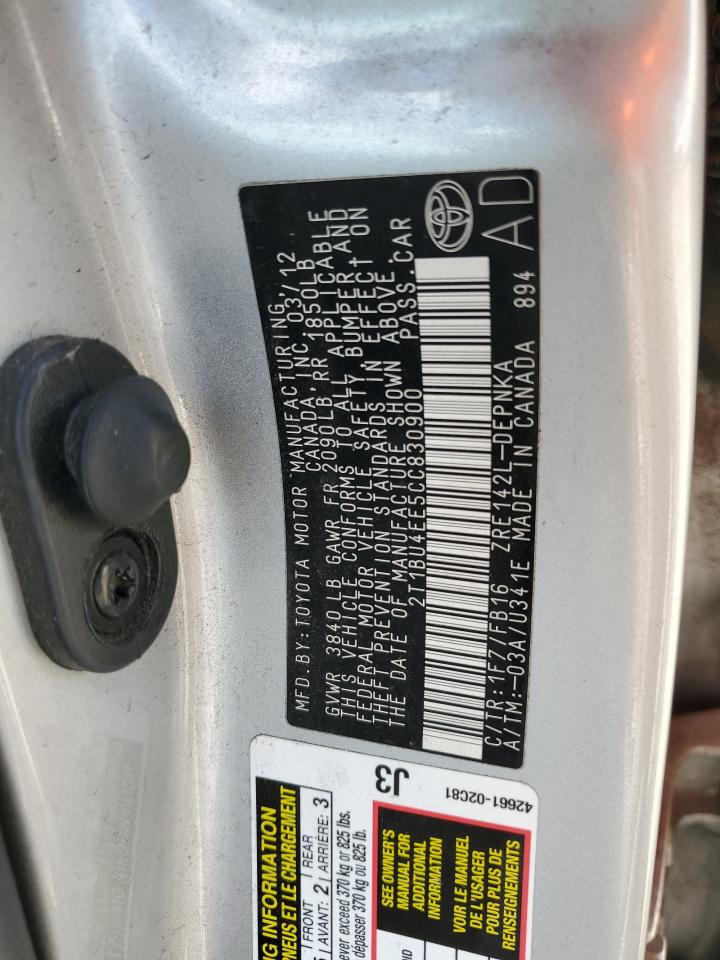 2T1BU4EE5CC830900 2012 Toyota Corolla Base