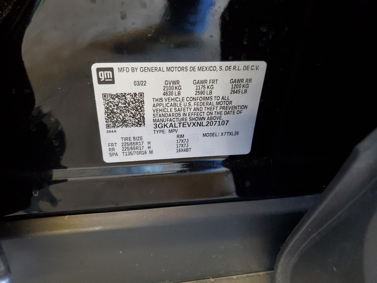 3GKALTEVXNL207107 2022 GMC Terrain Sle