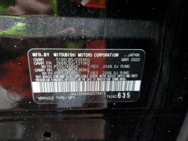 2022 Mitsubishi Outlander Sel VIN: JA4J3VA86NZ074615 Lot: 56553424