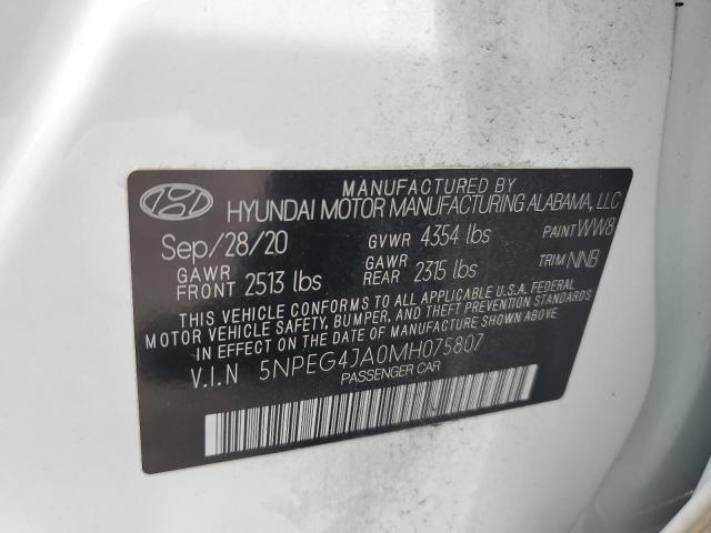 2021 Hyundai Sonata Se VIN: 5NPEG4JA0MH075807 Lot: 56918524