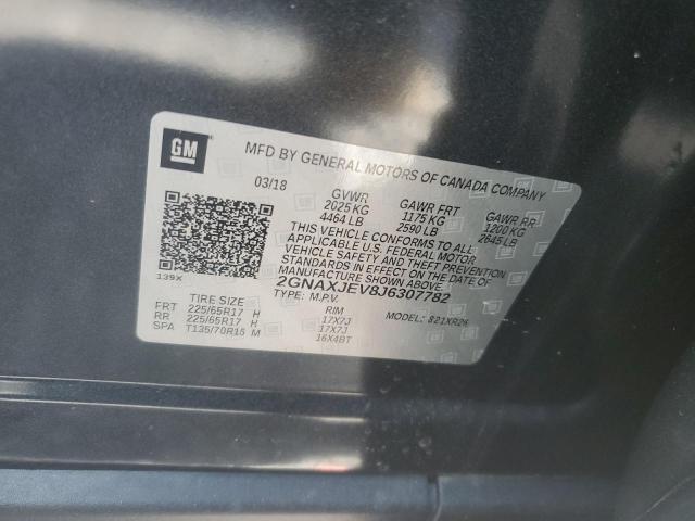 2018 Chevrolet Equinox Lt VIN: 2GNAXJEV8J6307782 Lot: 55299814