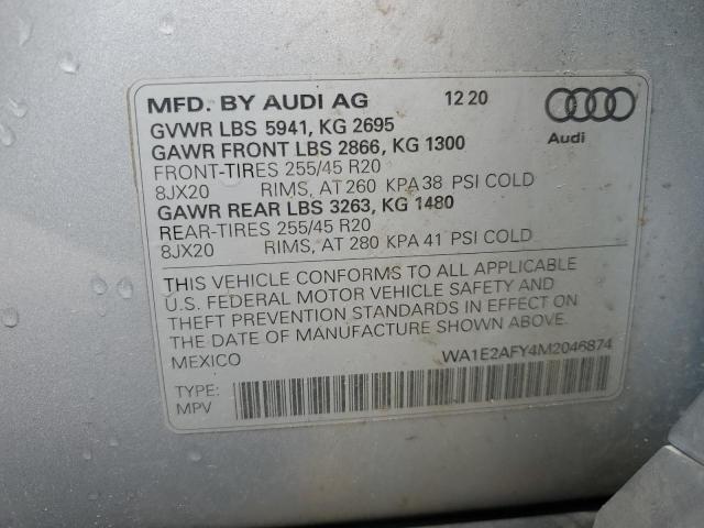 VIN WA1E2AFY4M2046874 2021 Audi Q5, Premium Plus no.13