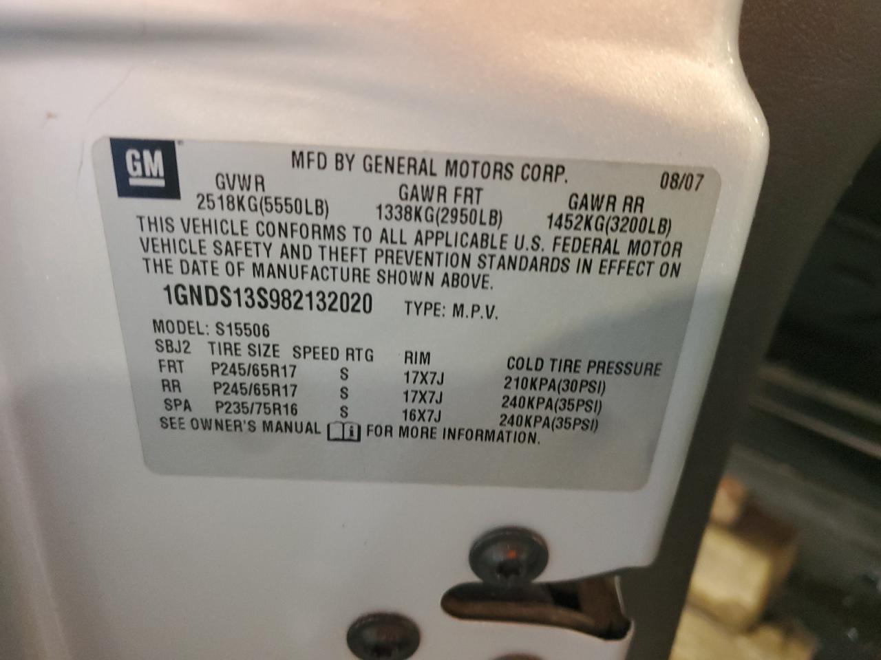 1GNDS13S982132020 2008 Chevrolet Trailblazer Ls