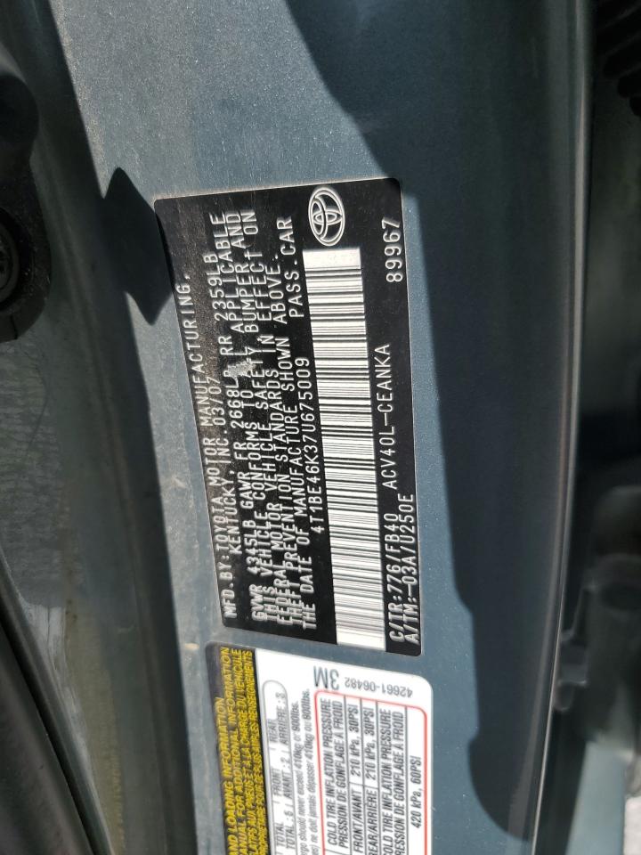 4T1BE46K37U675009 2007 Toyota Camry Ce