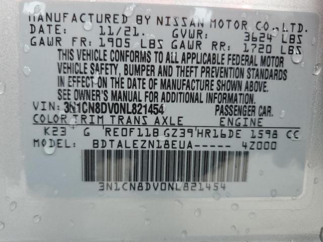 2022 Nissan Versa S VIN: 3N1CN8DV0NL821454 Lot: 54998164