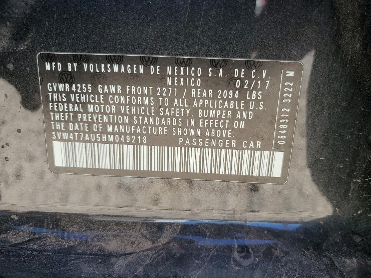 3VW4T7AU5HM049218 2017 Volkswagen Gti S