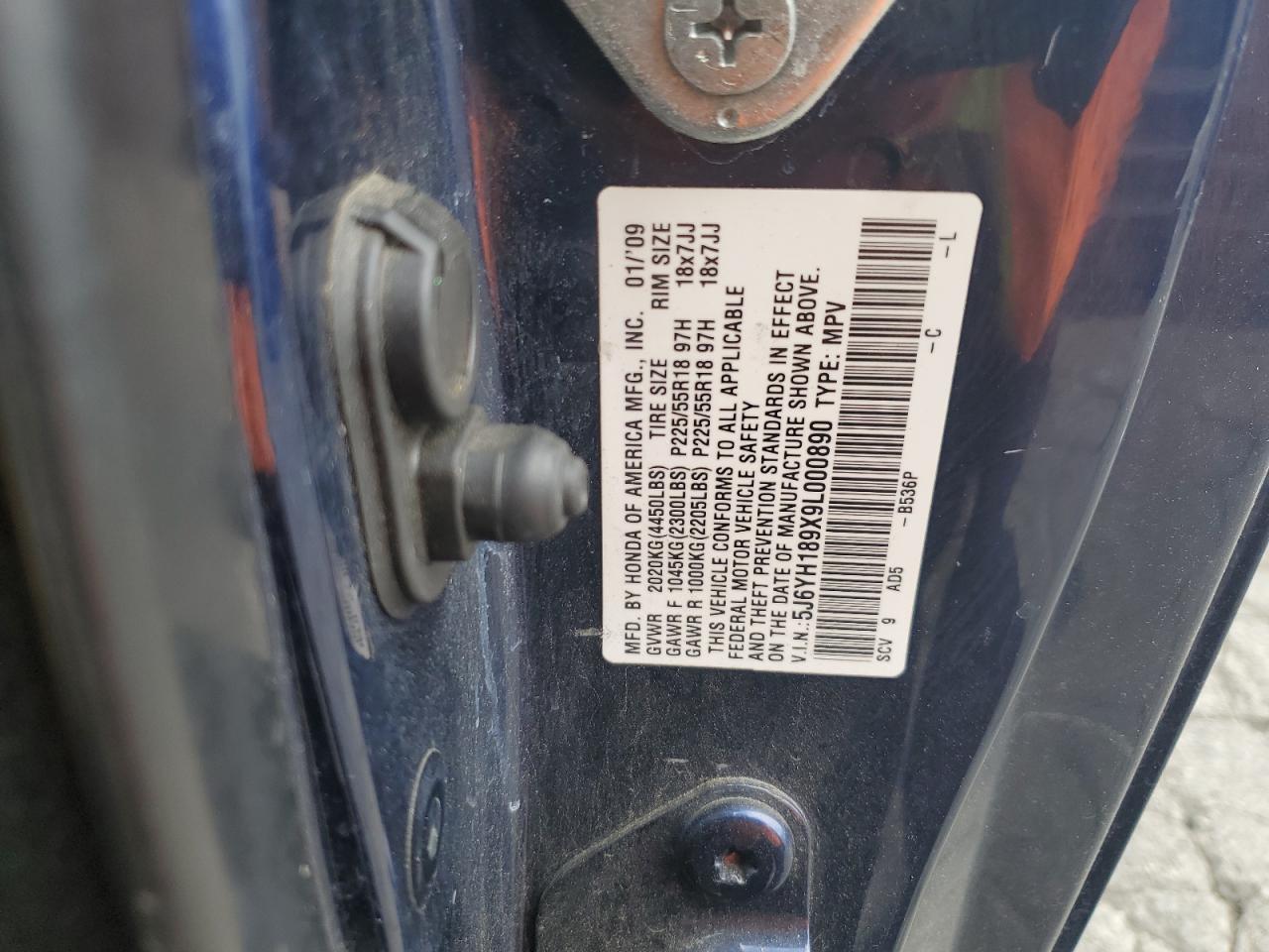 5J6YH189X9L000890 2009 Honda Element Sc