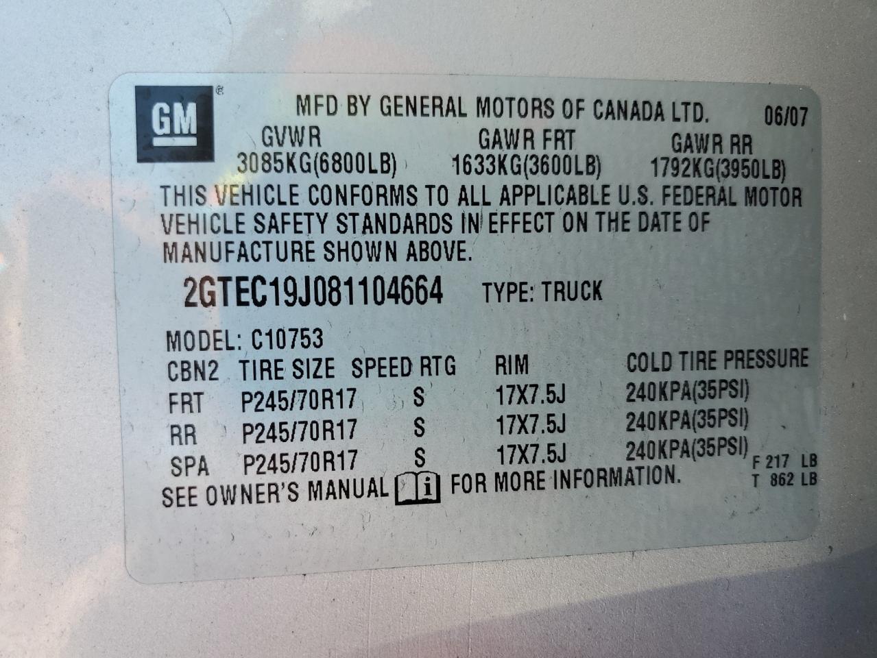 2GTEC19J081104664 2008 GMC Sierra C1500