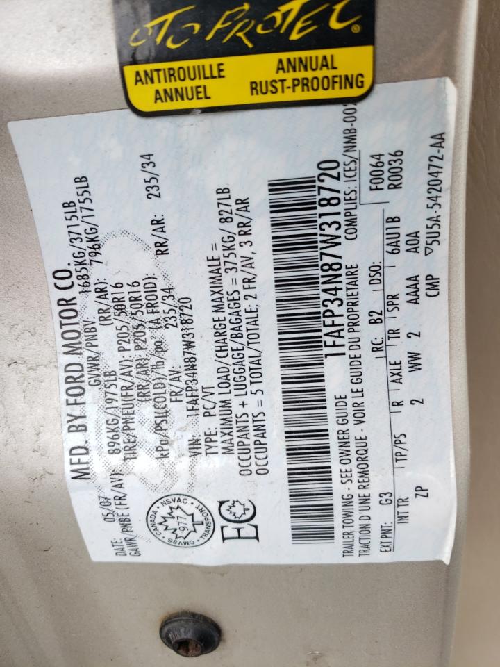 1FAFP34N87W318720 2007 Ford Focus Zx4