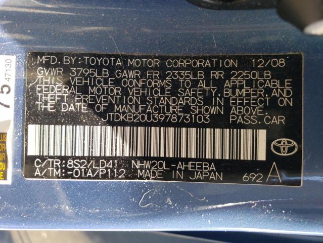 2009 Toyota Prius VIN: JTDKB20U397873103 Lot: 53992714