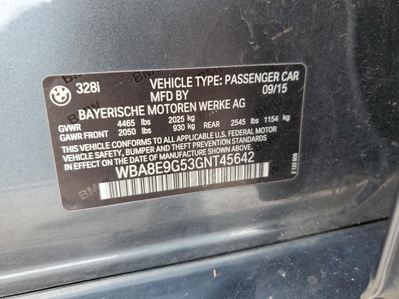 WBA8E9G53GNT45642 2016 BMW 328 I Sulev