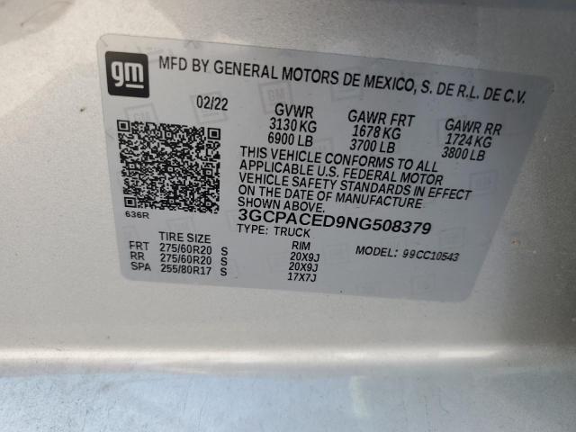 2022 Chevrolet Silverado C1500 Lt VIN: 3GCPACED9NG508379 Lot: 54225114