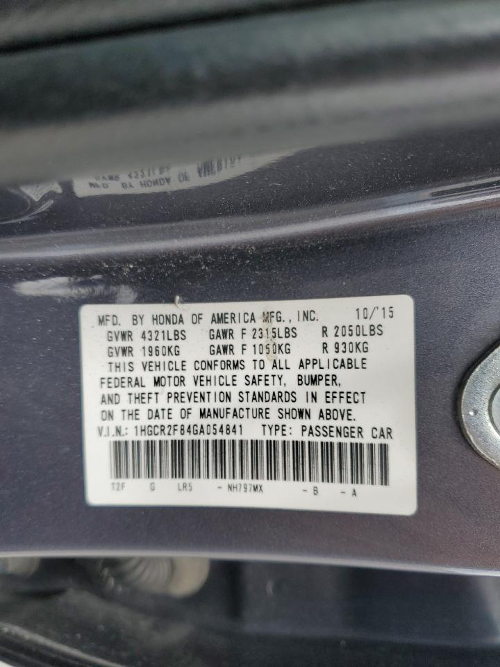 1HGCR2F84GA054841 2016 Honda Accord Exl