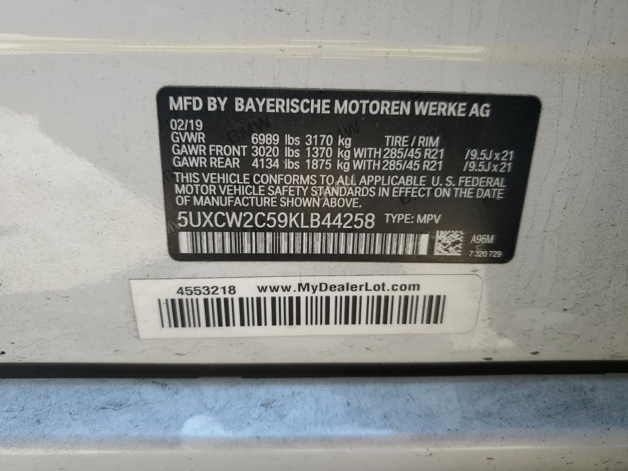 5UXCW2C59KLB44258 2019 BMW X7 xDrive40I