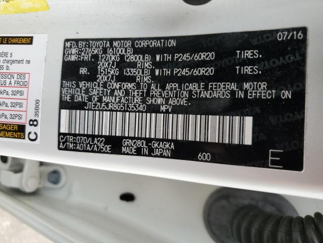 2016 TOYOTA 4RUNNER SR - JTEZU5JR8G5135340