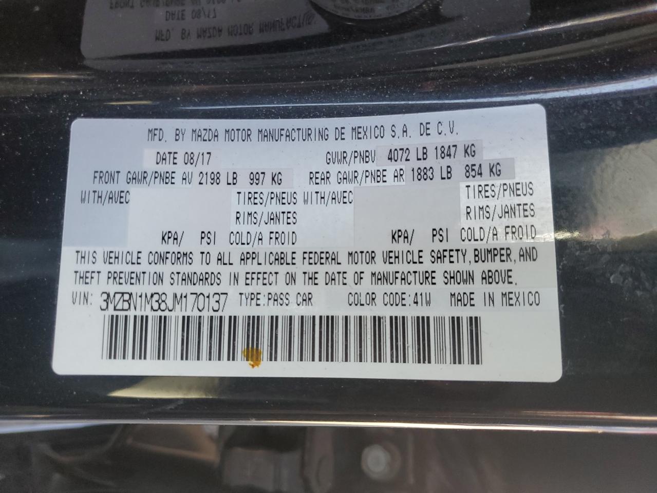 3MZBN1M38JM170137 2018 Mazda 3 Grand Touring