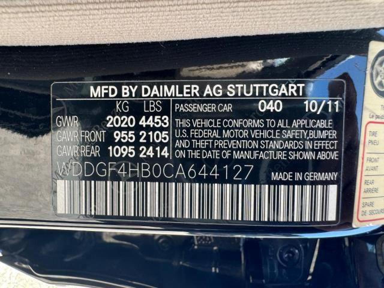 WDDGF4HB0CA644127 2012 Mercedes-Benz C 250