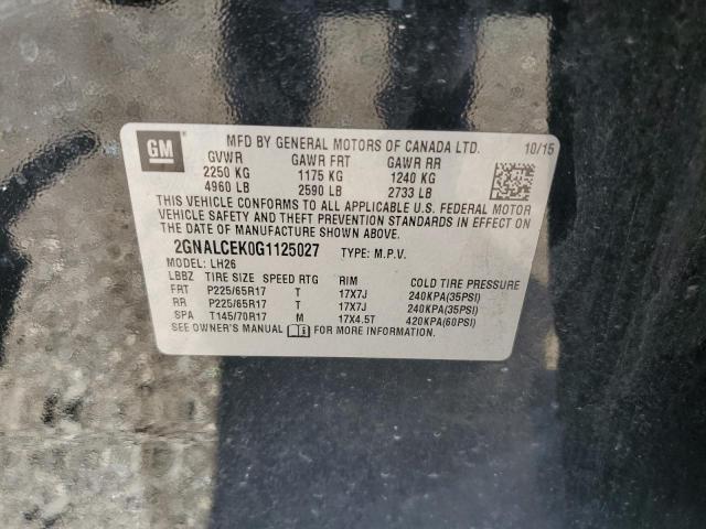 2016 Chevrolet Equinox Lt VIN: 2GNALCEK0G1125027 Lot: 56096994