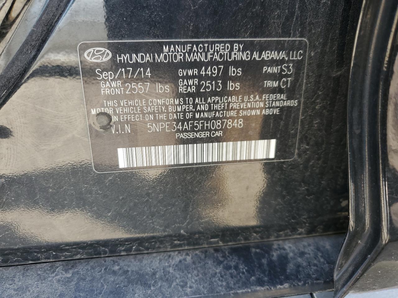 5NPE34AF5FH087848 2015 Hyundai Sonata Sport