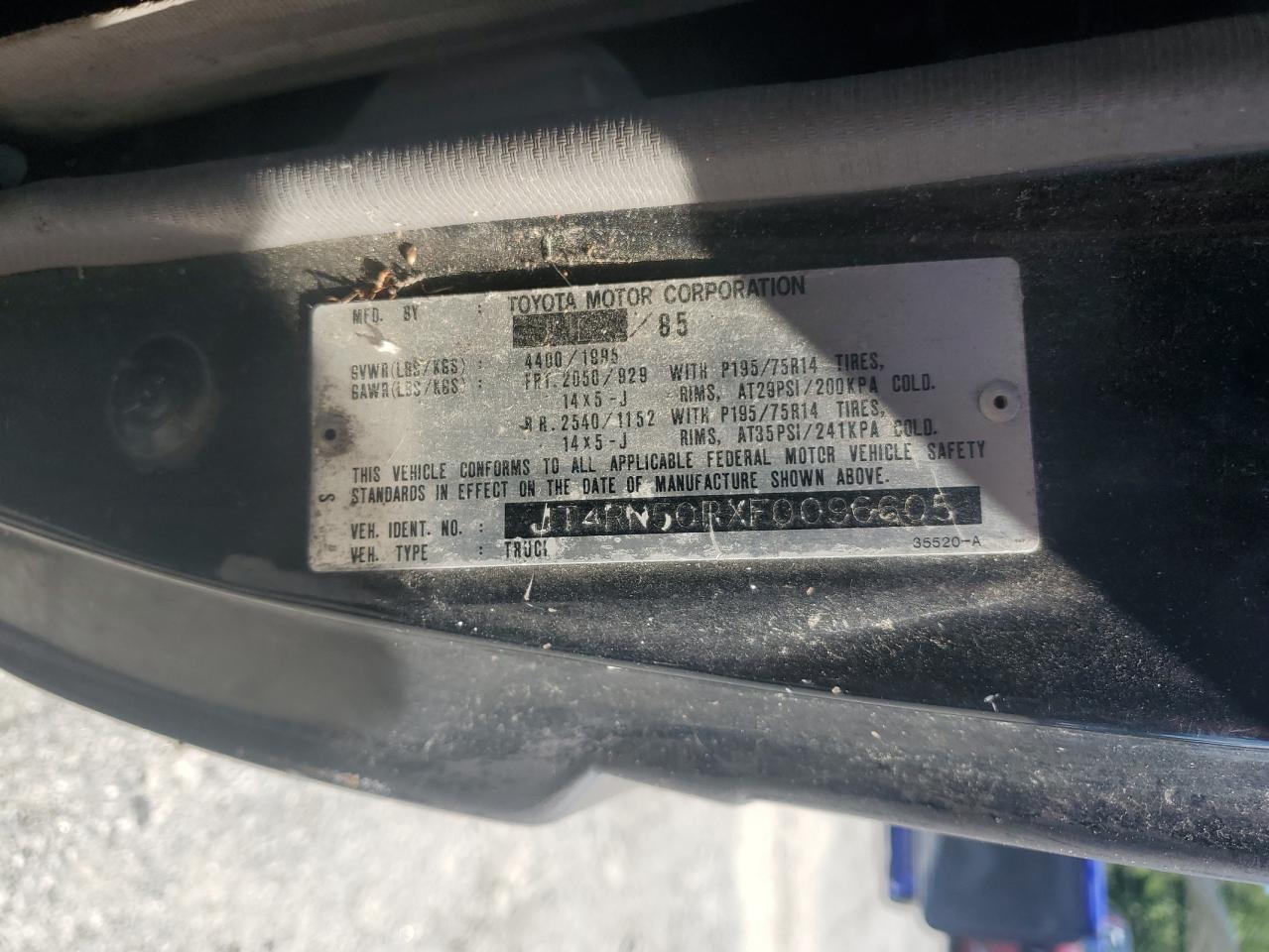 JT4RN50RXF0096605 1985 Toyota Pickup 1/2 Ton Rn50