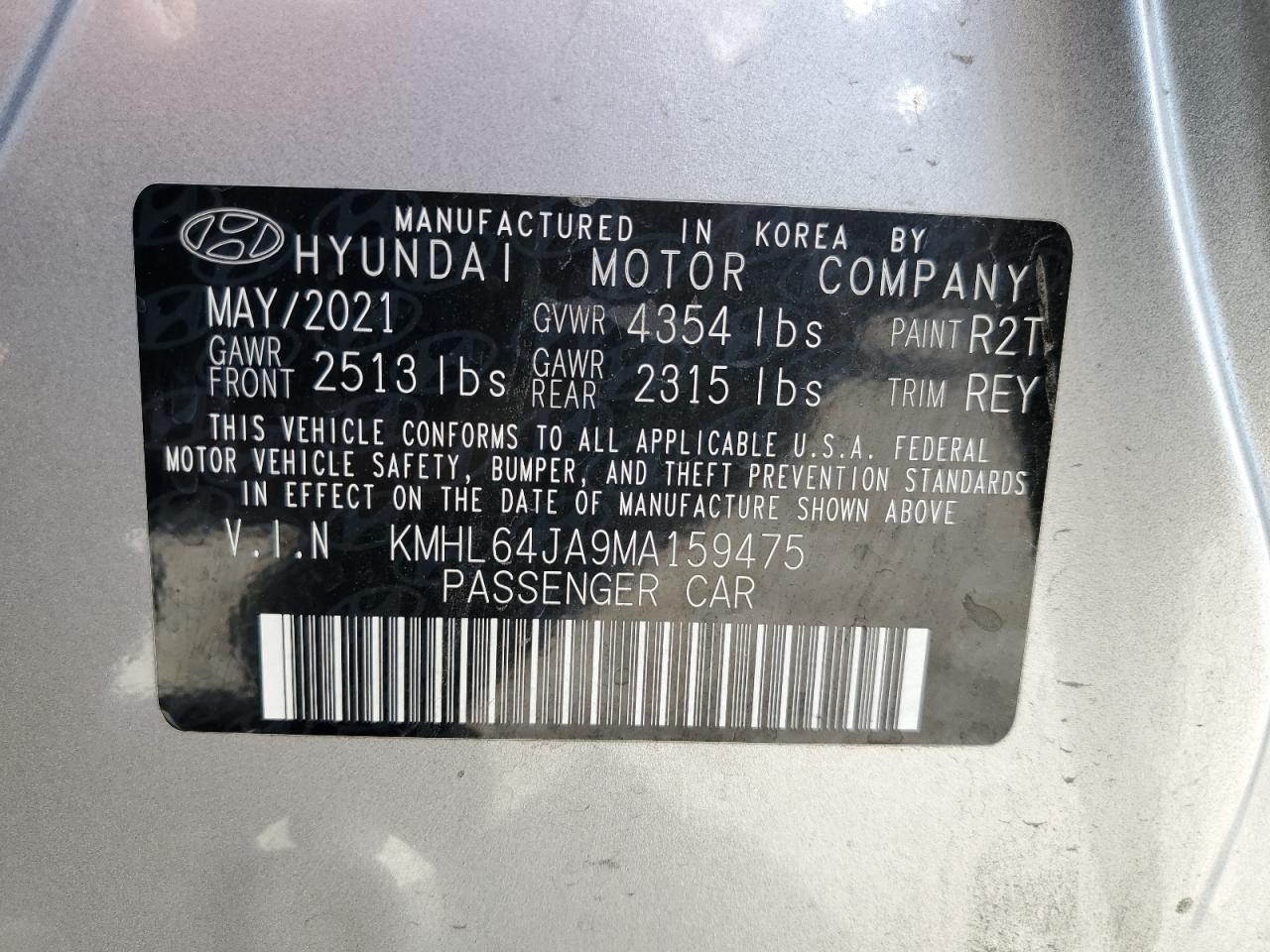 KMHL64JA9MA159475 2021 Hyundai Sonata Sel